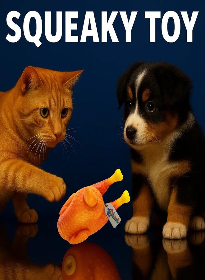 Western Era Turkey Chicken Squeaky Toy for Dogs | Funny Drumstick Shape | Soft Rubber Chew Toy for All Pets | Built-in Squeaker for Interactive Playtime | Ideal for Teeth Cleaning, Fetch & Tug Games - Image 2